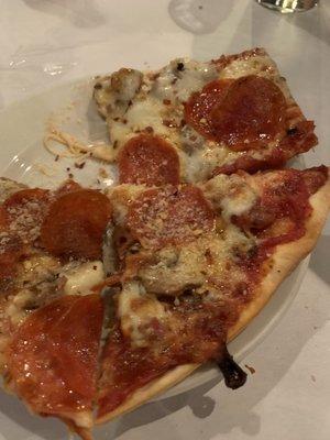 Sausage, pepperoni and mushroom pizza.  Very good