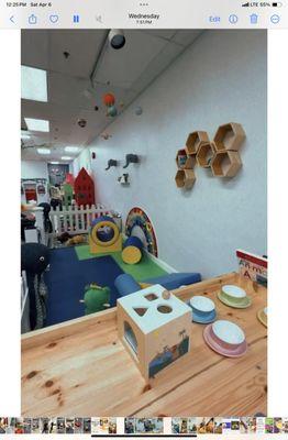 dedicated safe soft play  baby area , eating area for parents close to baby area