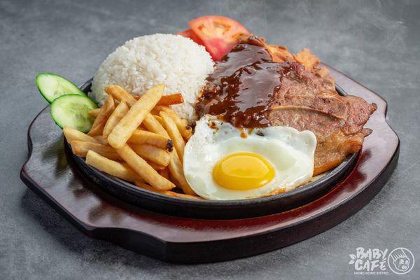 Sizzling Mixed Pork Chop and Chicken Steak