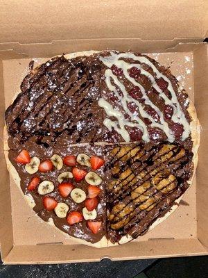 Brownie, Red Velvet, Cookie Dough and Nutella Dessert Sampler Pizza