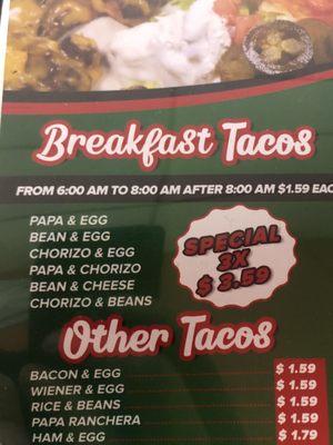 Breakfast special til10am