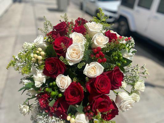 Red and white roses