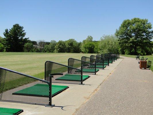 Huge driving range with mats and grass stations!