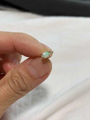 Small opal & diamond stud earring (single)