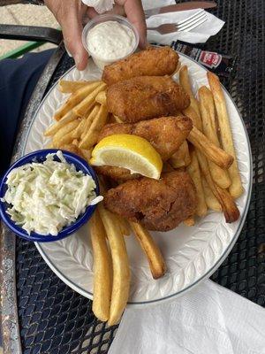 Fish cod with coleslaw and french fries