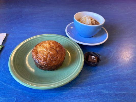 Quiche, affogato & chocolate (sample).