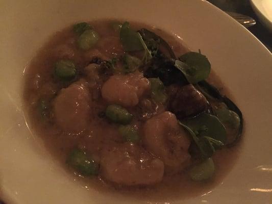 gnocchi with fava beans, morels. very good