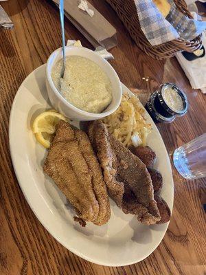 Fried Catfish - 2 Pieces, Coarse Ground Grits, Hashbrown Casserole