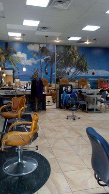 Pedicure area and hair stations