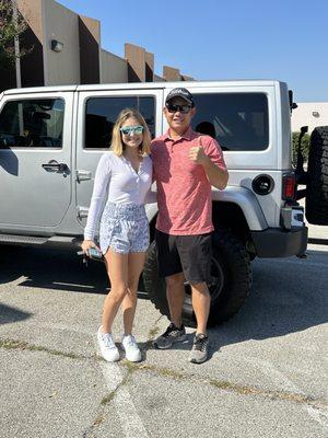 This is Calvin and my daughter after the passed the test! Thumbs up for sure!