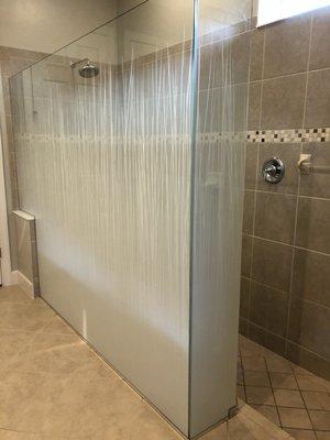 a new idea for shower glass! Beautiful decorative film options available.