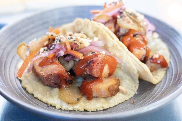 Korean BBQ Pork Belly Tacos