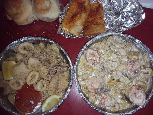 Fried Calamari + Tortellini Della Nonna + 2 Rolls + 2 Focaccia!