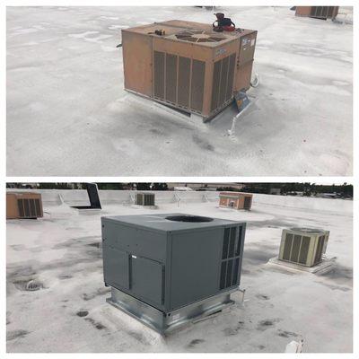 Before/ After. Package unit replacement