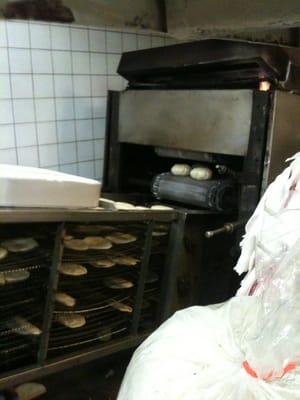 Tortillas hot off the press.