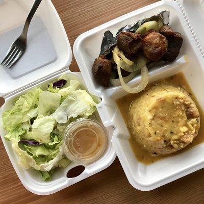 Fried pork with mofongo