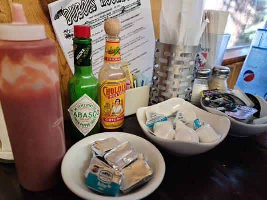 All the necessary accoutrements for a fine country meal ladies and gentlemen.