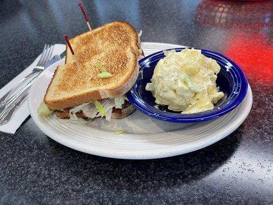 BLT add Turkey & Avocado with a side of the Best homemade potato salad!! @ Punky's.