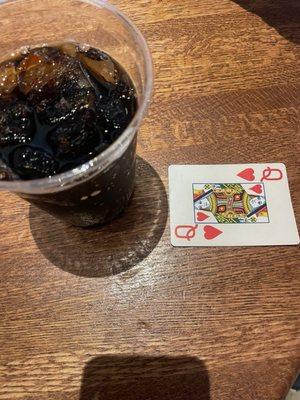 Soda and Queen of hearts card