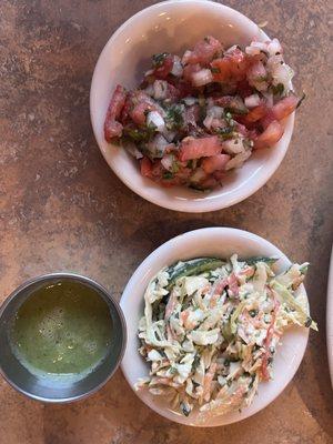 Pico de gallo and cilantro coleslaw