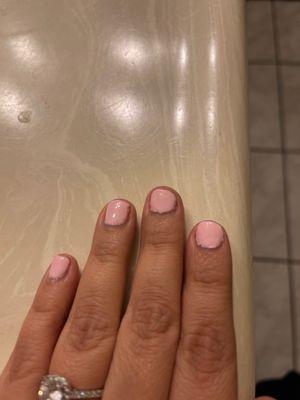 Not a good job on a gel manicure. 02/28/2021