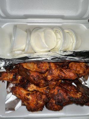 Hot Spicy Baked Buffalo Wings Comes with two containers of ranch, I requested and paid for an additional three!