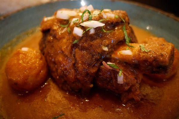 "Costilla des Res" - Short rib braised in a spicy tomato and serrano pepper sauce