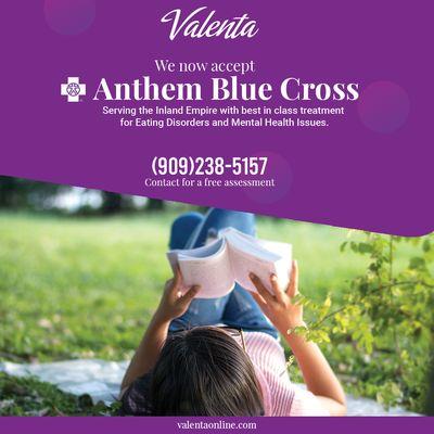 Now accepting Blue Cross valentaonline.com