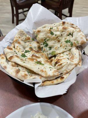 Delicious, fluffy garlic naan.