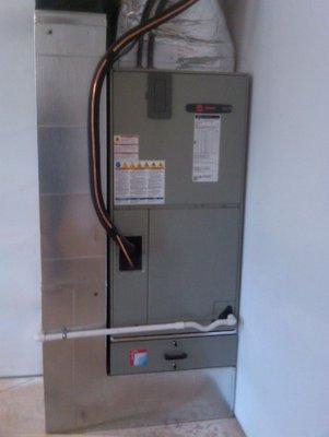 Custom Installation of Trane XB Air Handler in Utility Room