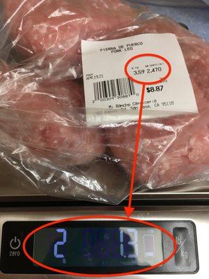 Paid for 2.47 lb, received 2.1 lb of meat