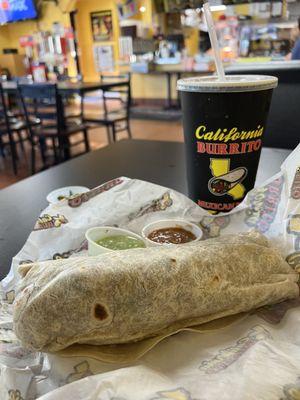 California Burrito and large soda