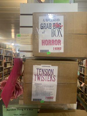 Love this  - mystery boxes of books.