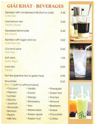 Menu - Beverages