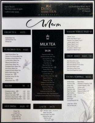 Menu 1 June 2022