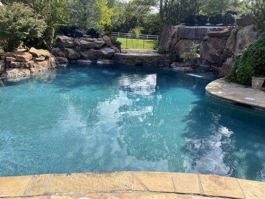 This pool was extremely green a week ago.  Now look at it!   We didn't even have to drain it.