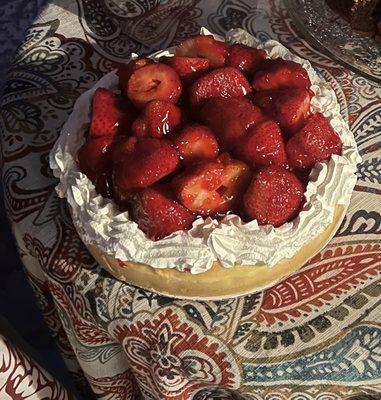 Strawberry Cheesecake with Strawberries inside and on top