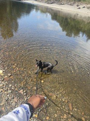 Enjoying the cool, beautiful water near three Forks