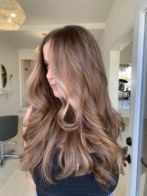 Balayage Highlights & Long Layered haircut