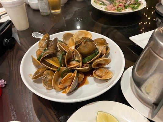 Clams in basil sauce