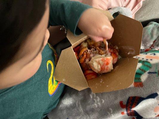 Strawberry funnel cake enjoyed by Baby Evan  !!!