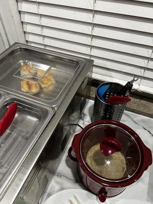 This is the biscuits and gravy they had our first night. The next night they had fresh biscuits because I complained this morning.