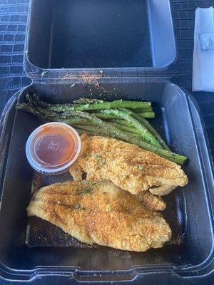 Catfish, Grilled Asparagus