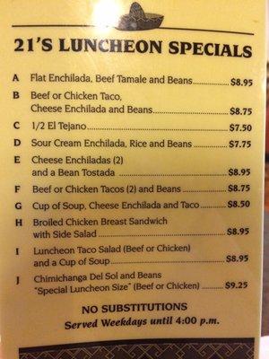 Lunch Specials