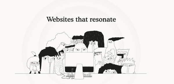 Websites that resonate. Image of people huddled around a computer.