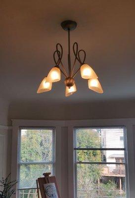 Indoor Dining Area Lighting- no fixture is too tricky for M E C!