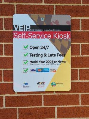 VEIP Self-Service Kiosk signage.