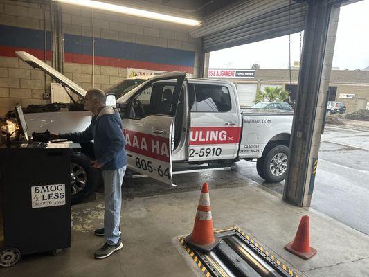 Back getting another one of our work trucks smogged. This place is a convenient location and they're always so friendly.