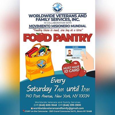 Every Saturday! Food Pantry.!, We wait for you!