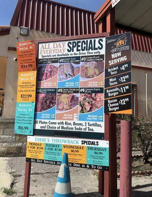 Drive through menu specials